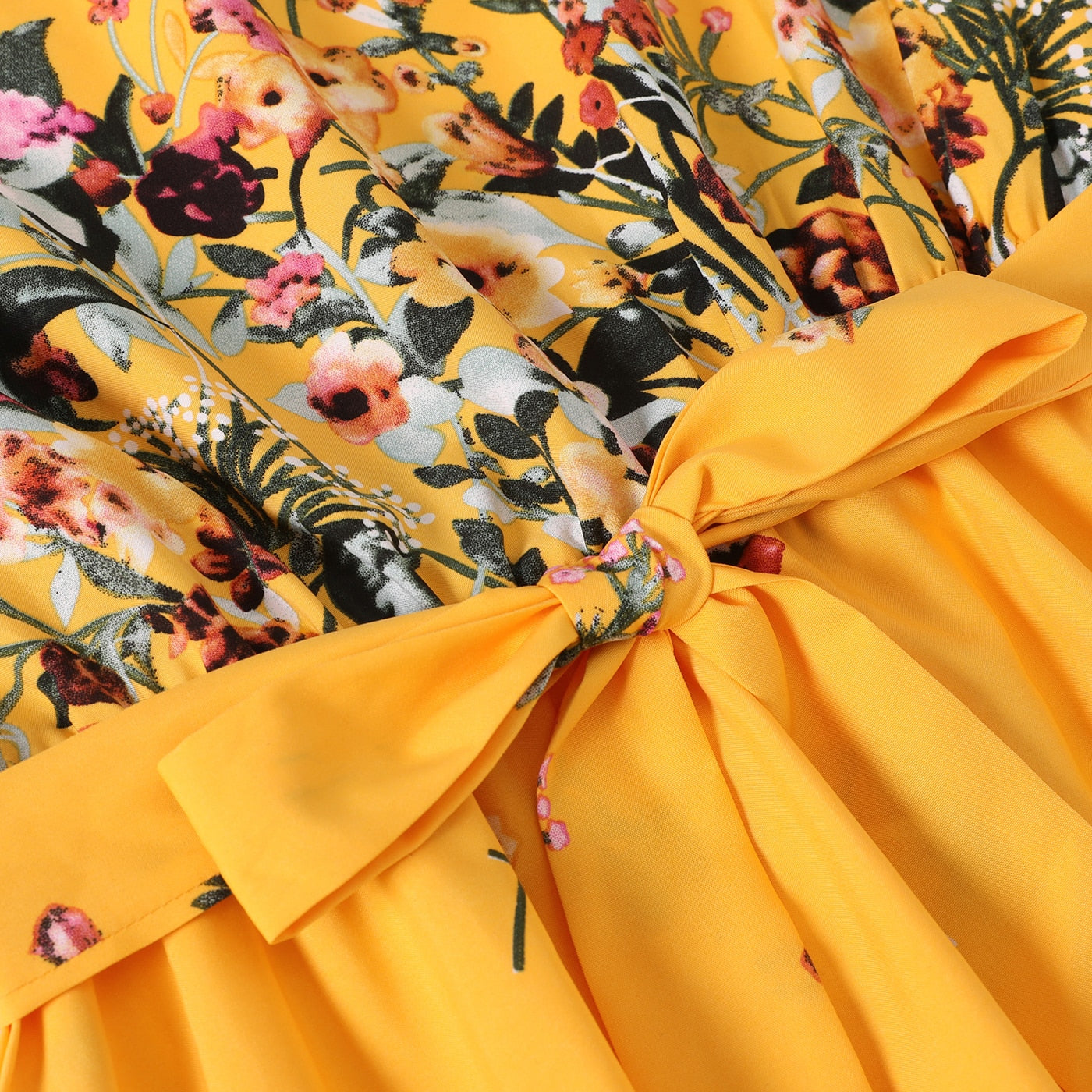 Family Matching! Blue or Yellow Floral Ruffle-Sleeve Midi Dresses & Striped T-shirts
