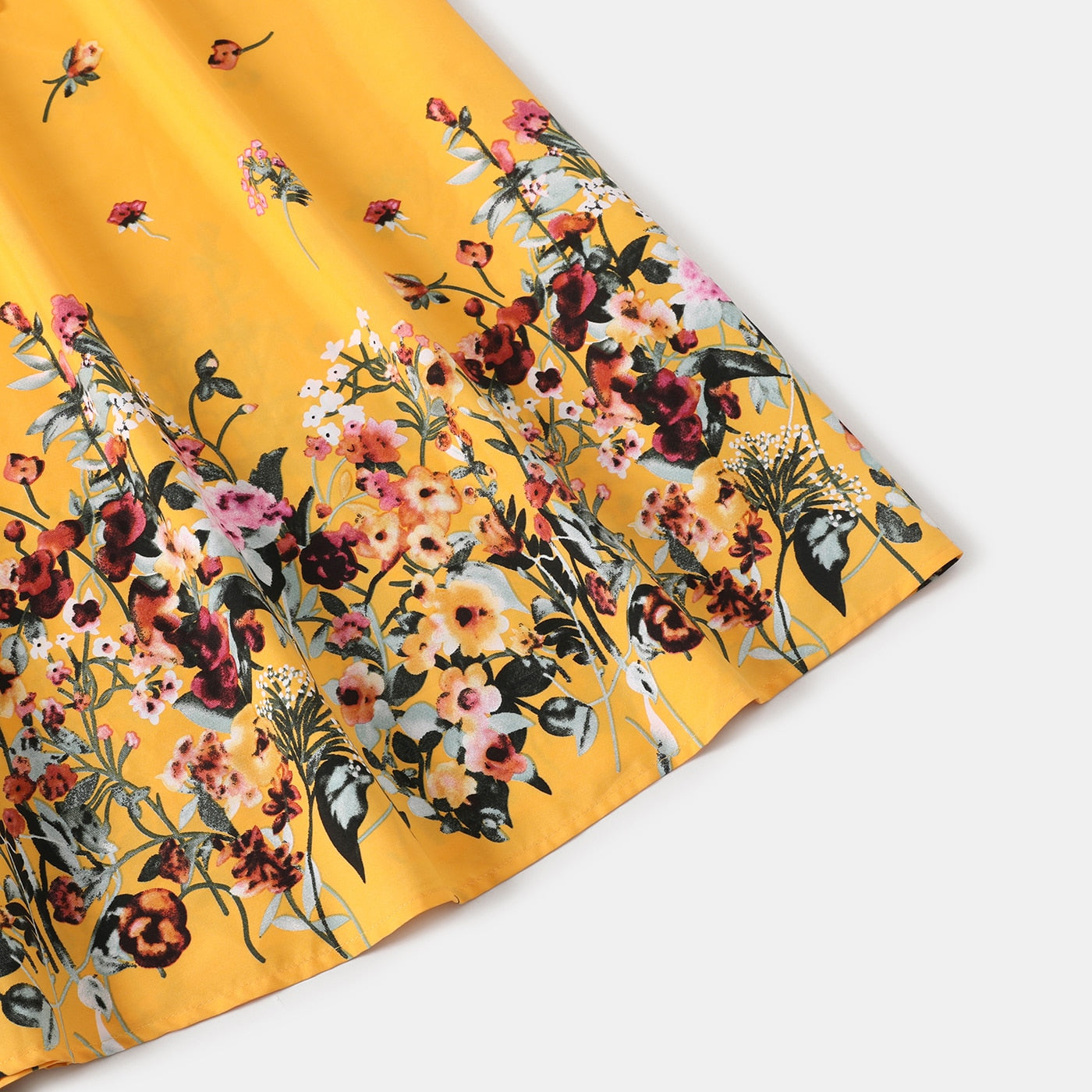 Family Matching! Blue or Yellow Floral Ruffle-Sleeve Midi Dresses & Striped T-shirts