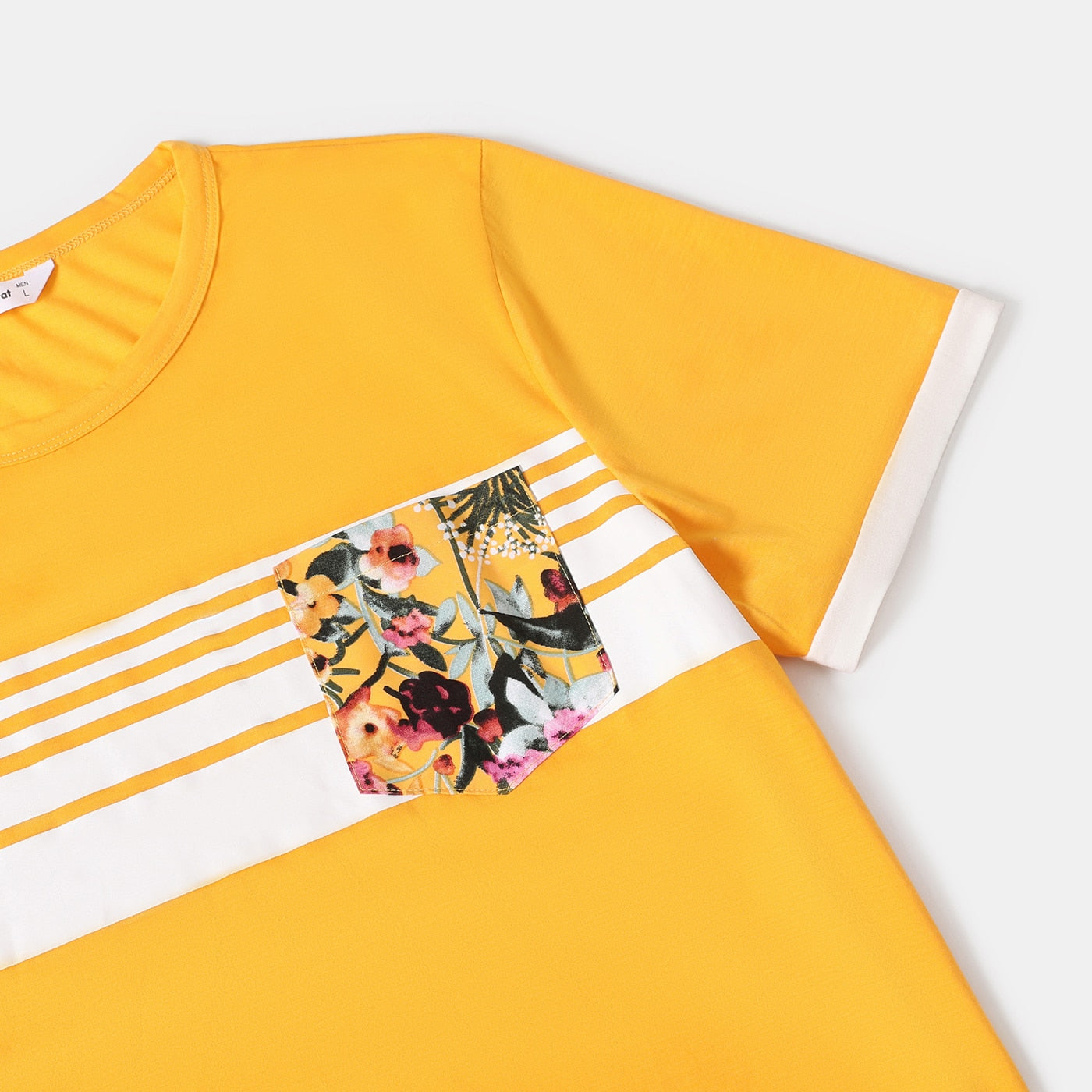 Family Matching! Blue or Yellow Floral Ruffle-Sleeve Midi Dresses & Striped T-shirts