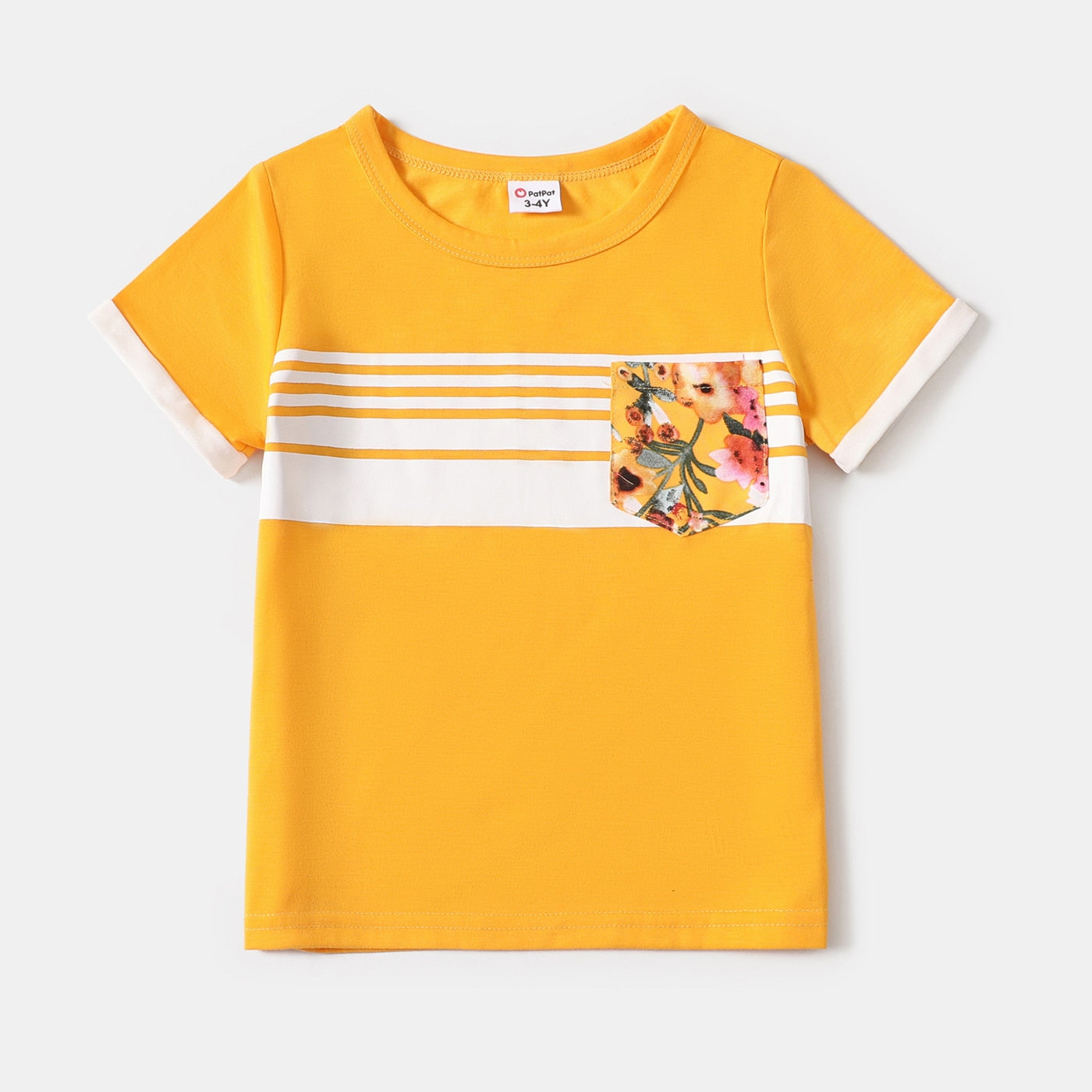 Family Matching! Blue or Yellow Floral Ruffle-Sleeve Midi Dresses & Striped T-shirts