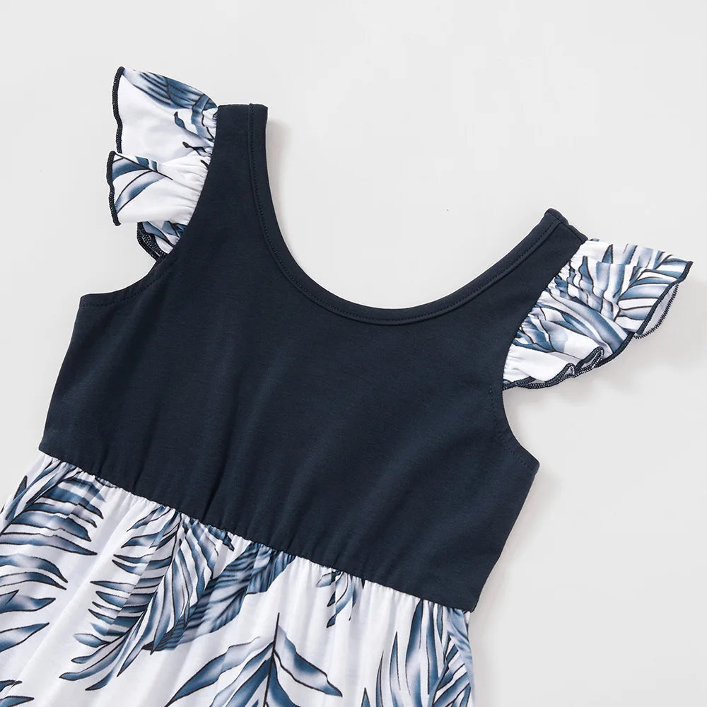 Family Matching! Floral Blue & White Tropical Dresses, Rompers, & T-Shirts