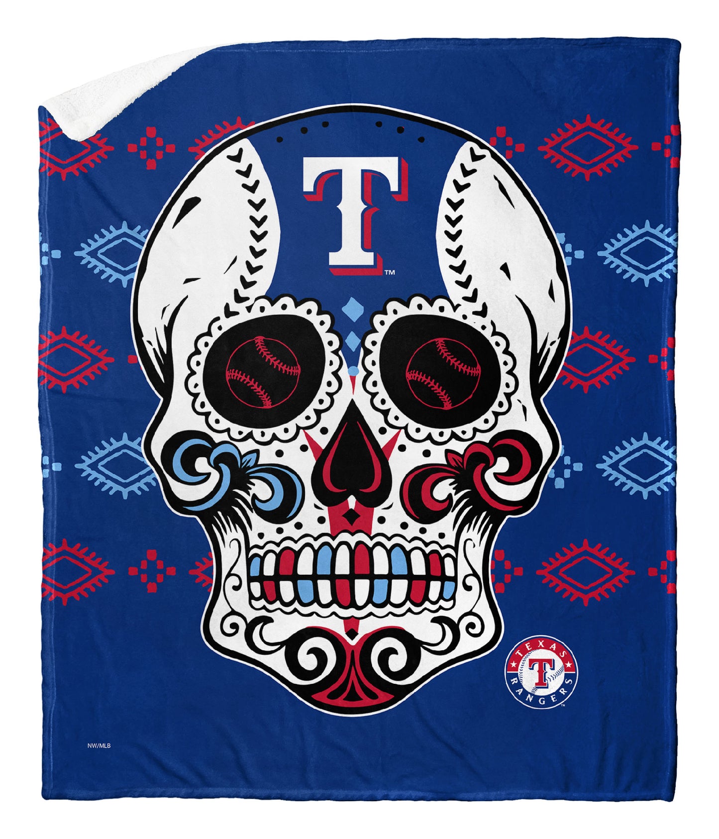 CANDY SKULL - RANGERS Silk Touch Sherpa Blanket 50"x60"