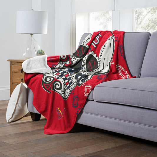 CANDY SKULL - CARDINALS Silk Touch Sherpa Blanket 50"x60"