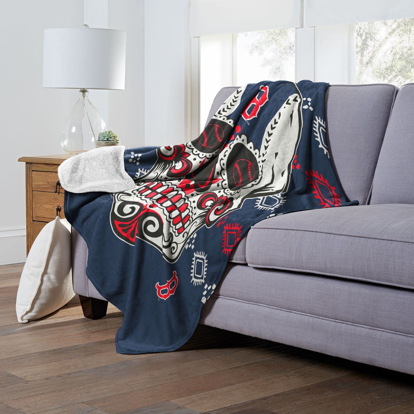CANDY SKULL - RED SOX Silk Touch Sherpa Blanket 50"x60"