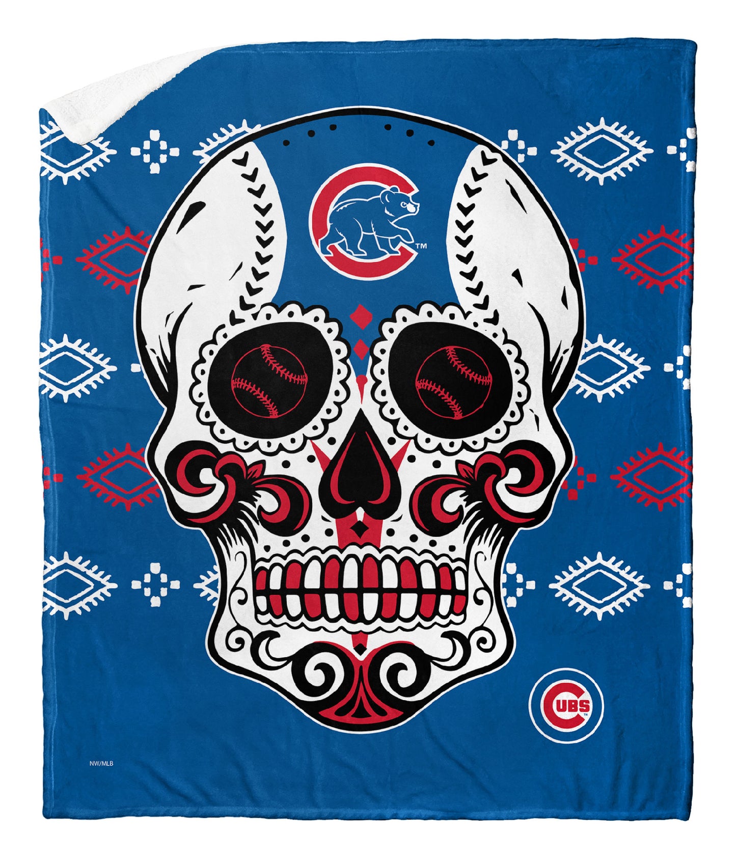 CANDY SKULL - CUBS Silk Touch Sherpa Blanket 50"x60"