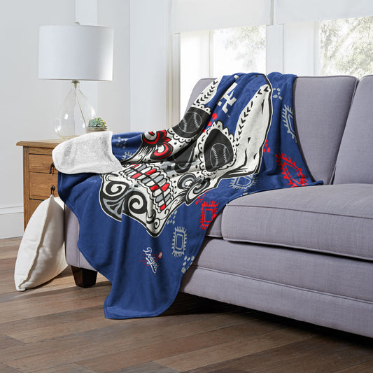CANDY SKULL - DODGERS Silk Touch Sherpa Blanket 50"x60"