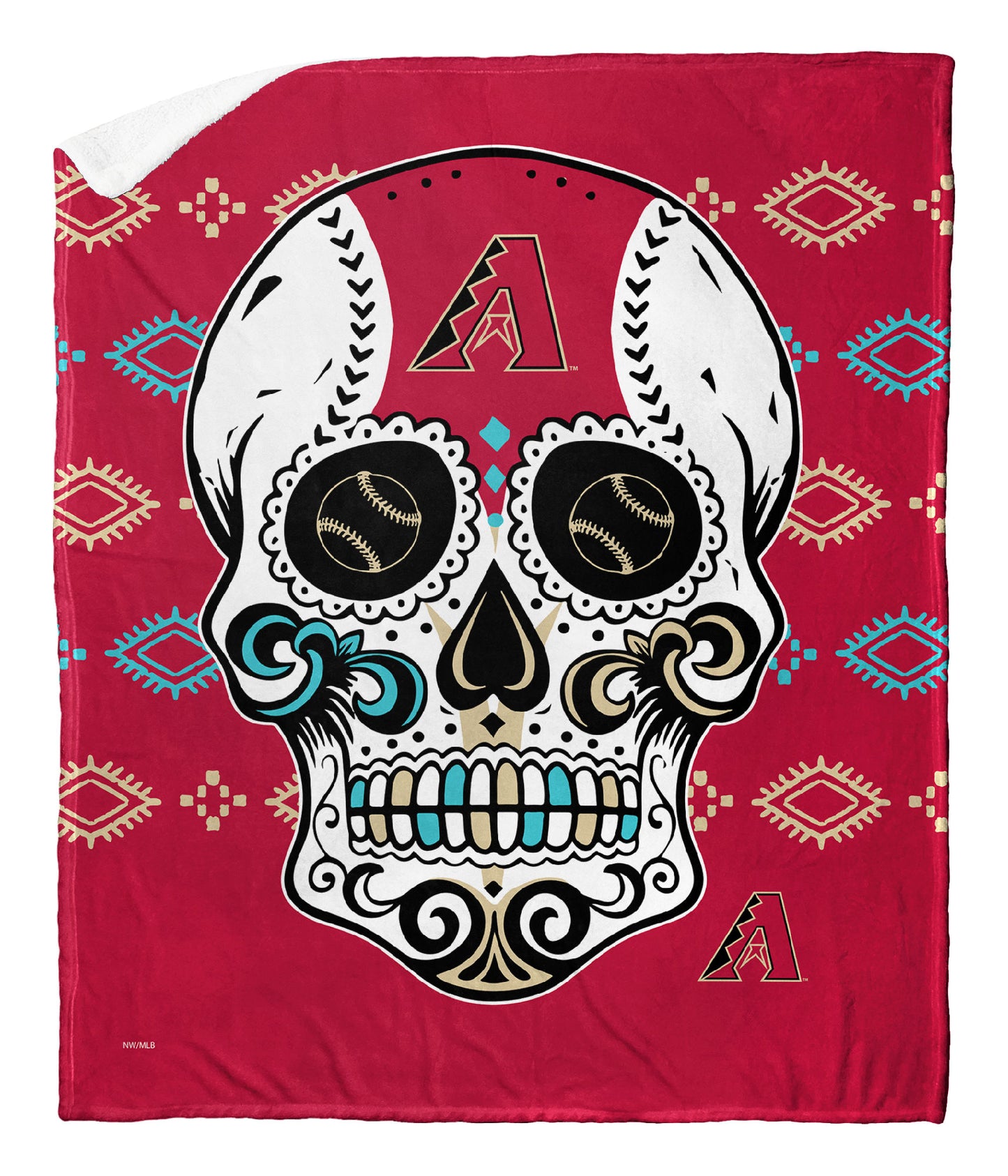 CANDY SKULL - DBACKS Silk Touch Sherpa Blanket 50"x60"