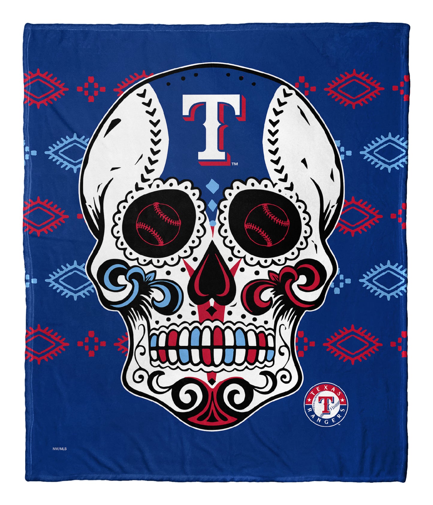 CANDY SKULL - RANGERS Silk Touch Throw 50"x60"