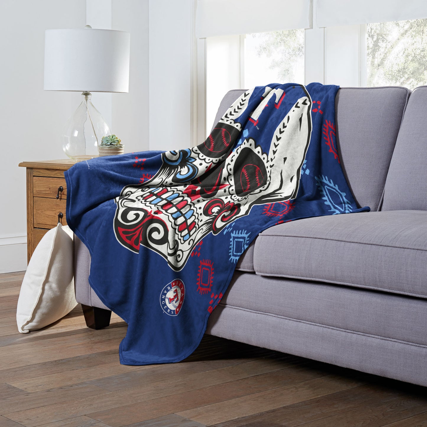 CANDY SKULL - RANGERS Silk Touch Throw 50"x60"