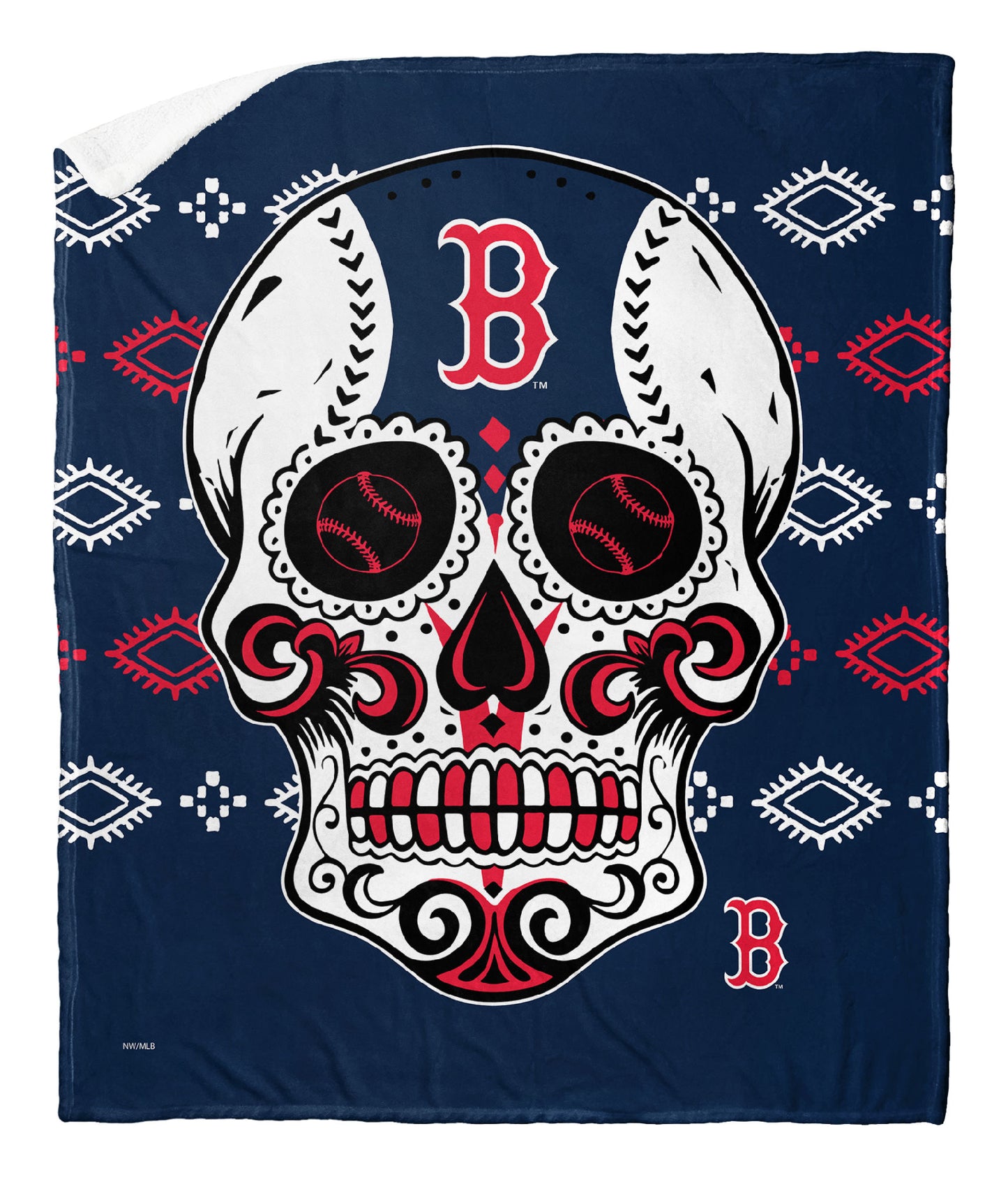CANDY SKULL - RED SOX Silk Touch Sherpa Blanket 50"x60"