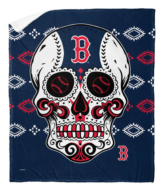 CANDY SKULL - RED SOX Silk Touch Sherpa Blanket 50"x60"