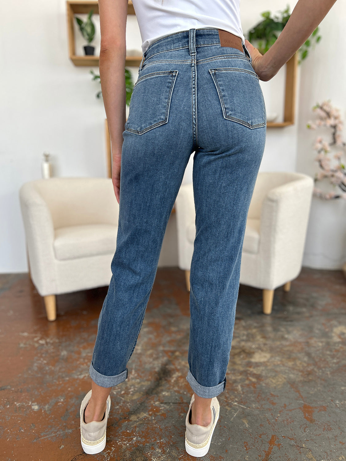 Cuffed Hem Slim Jeans
