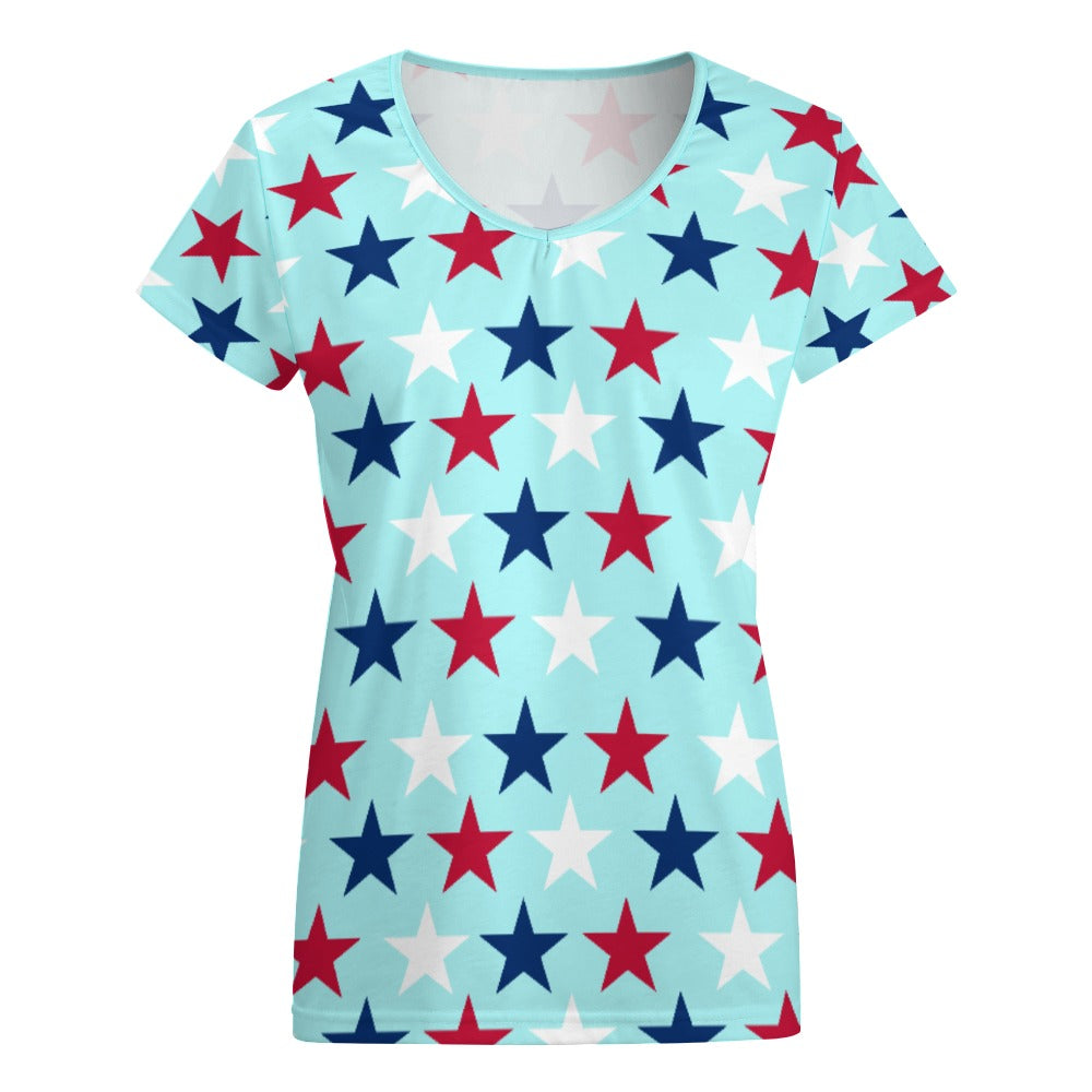 Women’s 4th of July V-neck Short Sleeve T-shirts