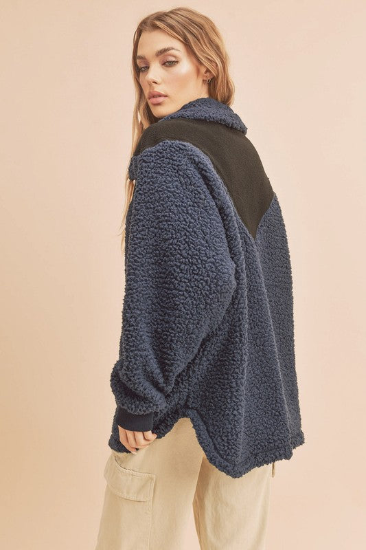 Two Tone Half Zip Fleece Sweatshirt