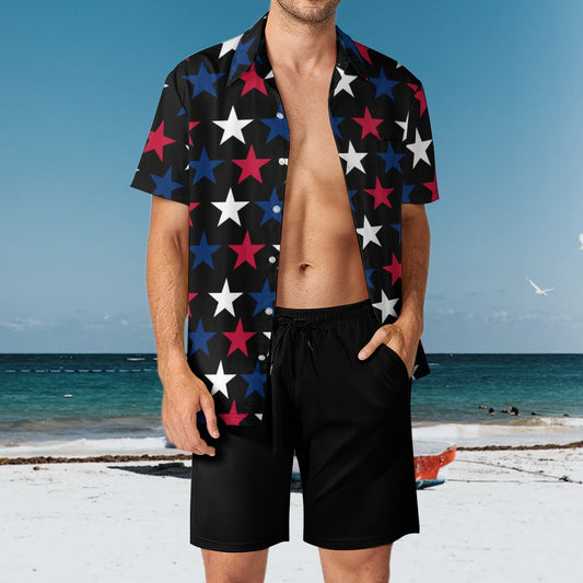 Men’s 2-Piece 4th of July Vacation Shirt & Trunks Beach Set