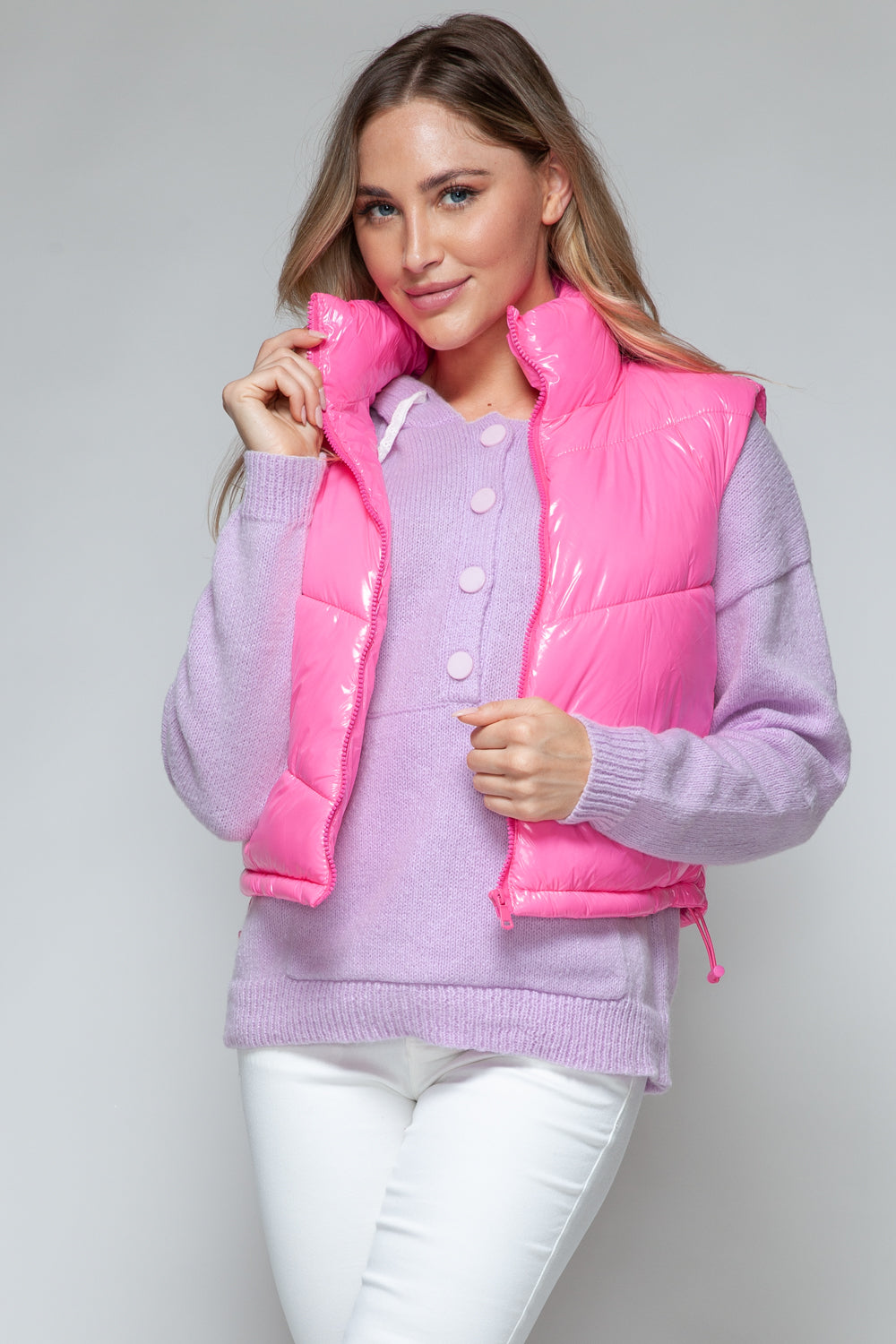 Zip Up Turtleneck Quilted Vest