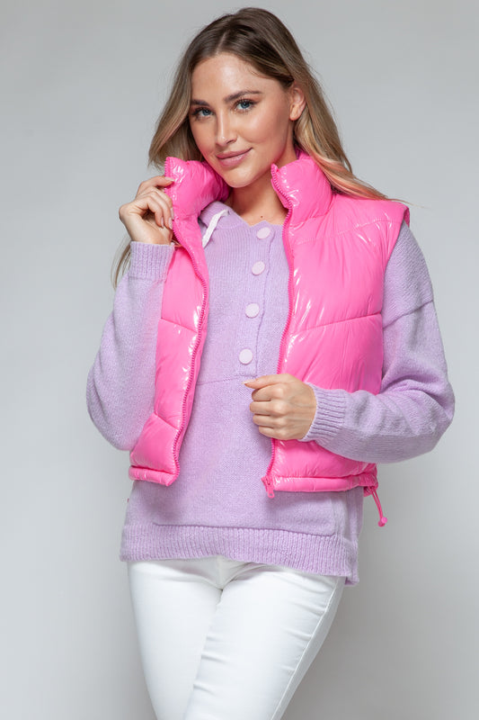 Zip Up Turtleneck Quilted Vest