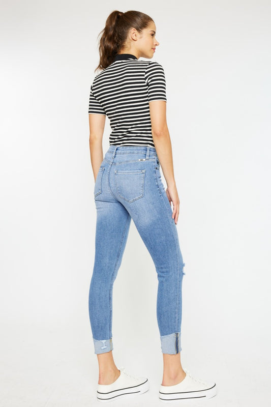 Distressed Button Fly Jeans