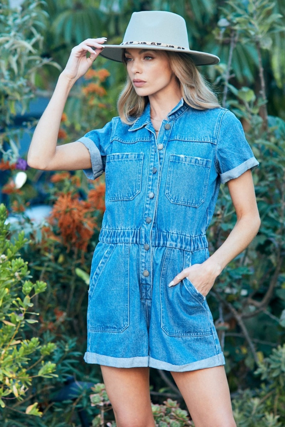 band Denim Romper