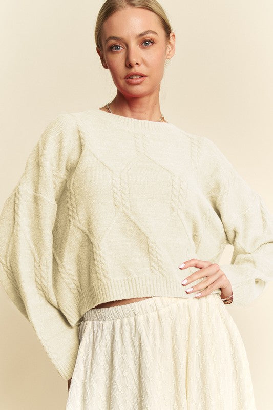 Diamond Cable Drop Shoulder Sweater