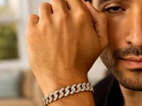 14k Two Tone Gold Curb Chain Bracelet with Diamond Pave Links