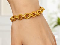 Textured Oval Link Bracelet in 14k Yellow Gold