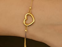 Adjustable Bracelet with Open Heart in 14k Yellow Gold