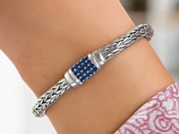 Sterling Silver Weave Motif Bracelet with Blue Sapphire Embellishments
