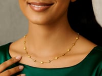 14k Yellow Gold Necklace with Polished & Textured Pebble Stations