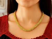 14k Yellow Gold Byzantine Design Stylish Necklace