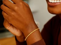 14k Yellow Gold High Polish Bead Cuff Bangle