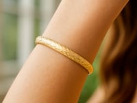 14k Yellow Gold Diamond Carved Bangle (6.0 mm)