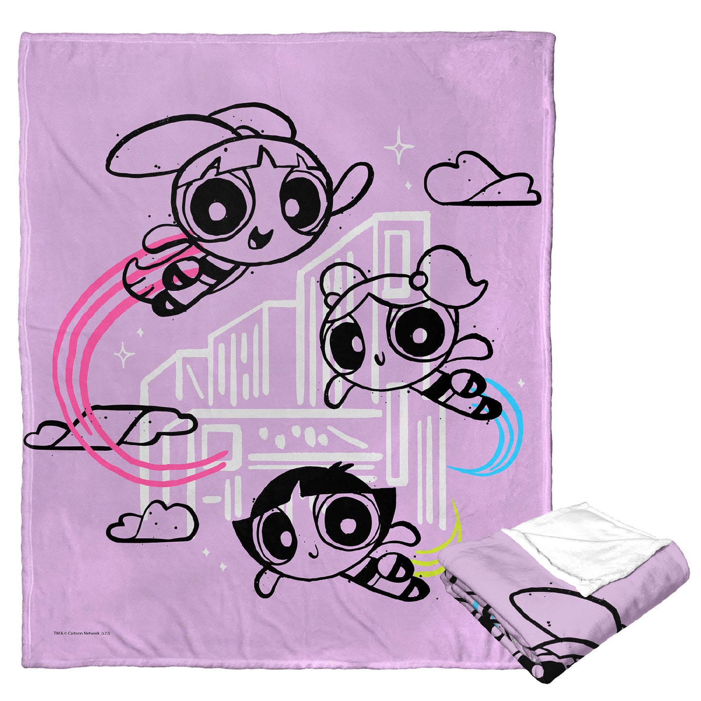 POWERPUFF GIRLS, Flying high, Silk Touch Throw Blanket, 50"x60"