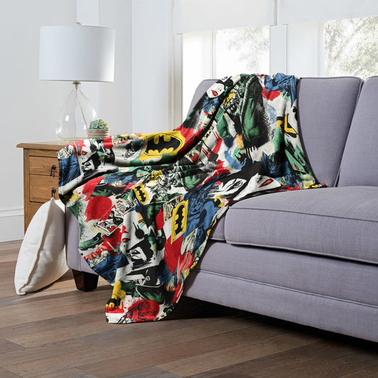 DC Comics Batman Sticker Collage Throw Blanket 50"x60"