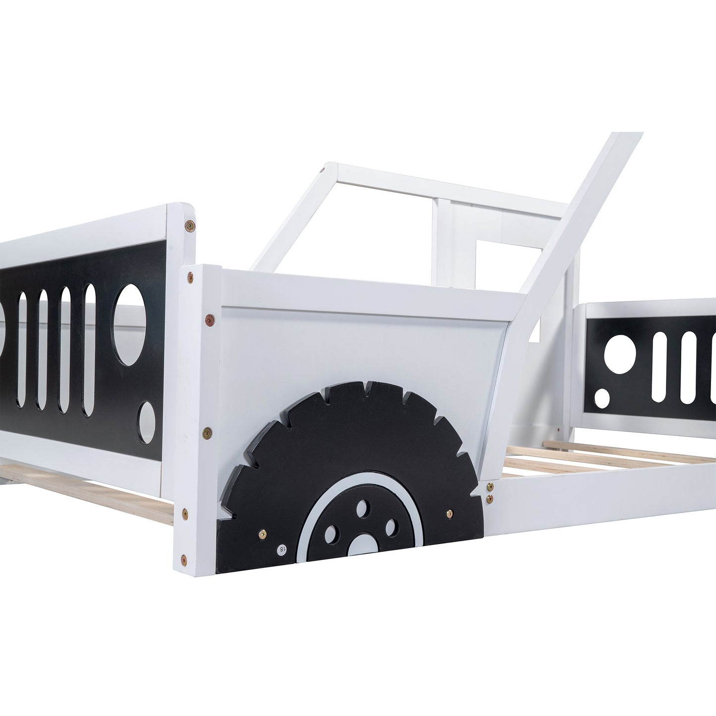 Twin Size Classic Car-Shaped Platform Bed with Wheels; Blue or White