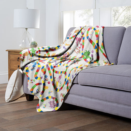 Hasbro Candyland Silk Touch Throw Blanket 50"x60" Walk Through Candyland
