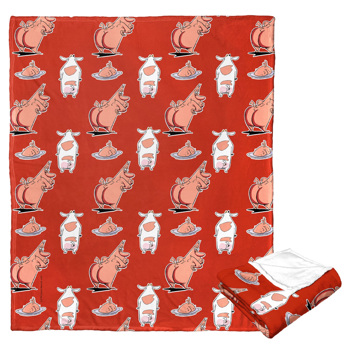 Cartoon Network's Cow & Chicken What the Butt Throw Blanket 50"x60"