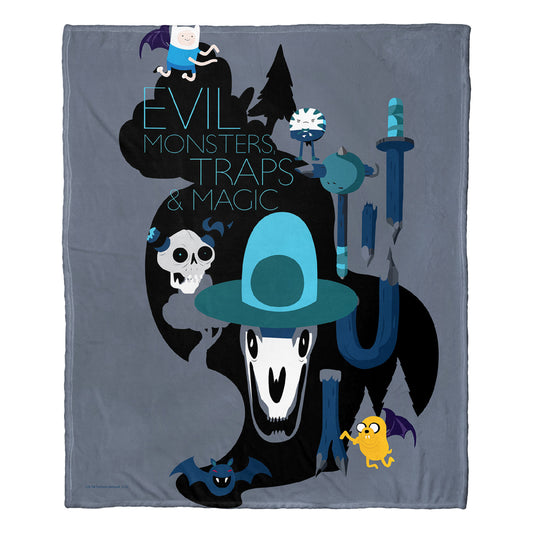 Adventure Time Monsters Traps & Magic Throw Blanket 50"x60"