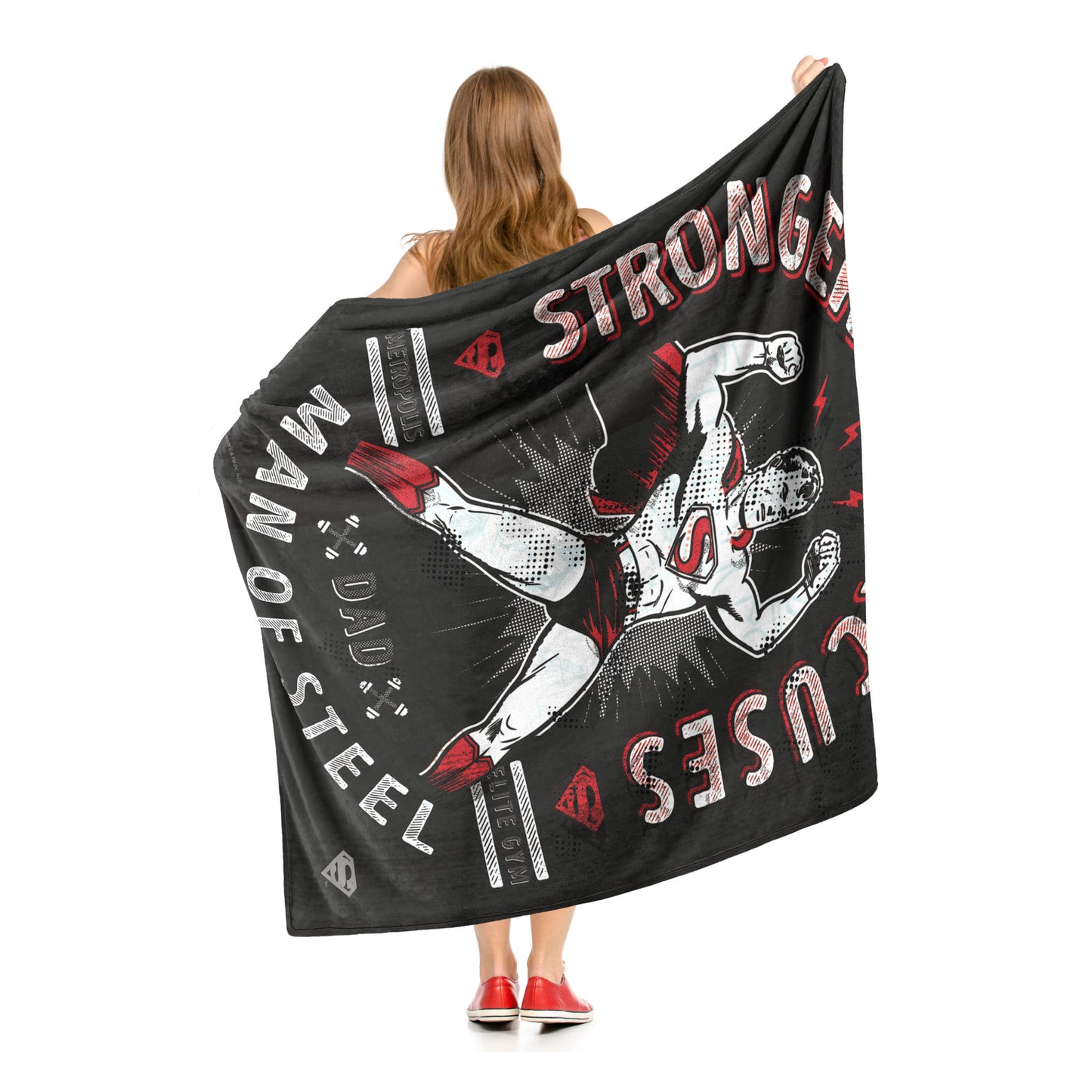 DC Superman, Stronger Than Excuses Throw Blanket 50"x60"
