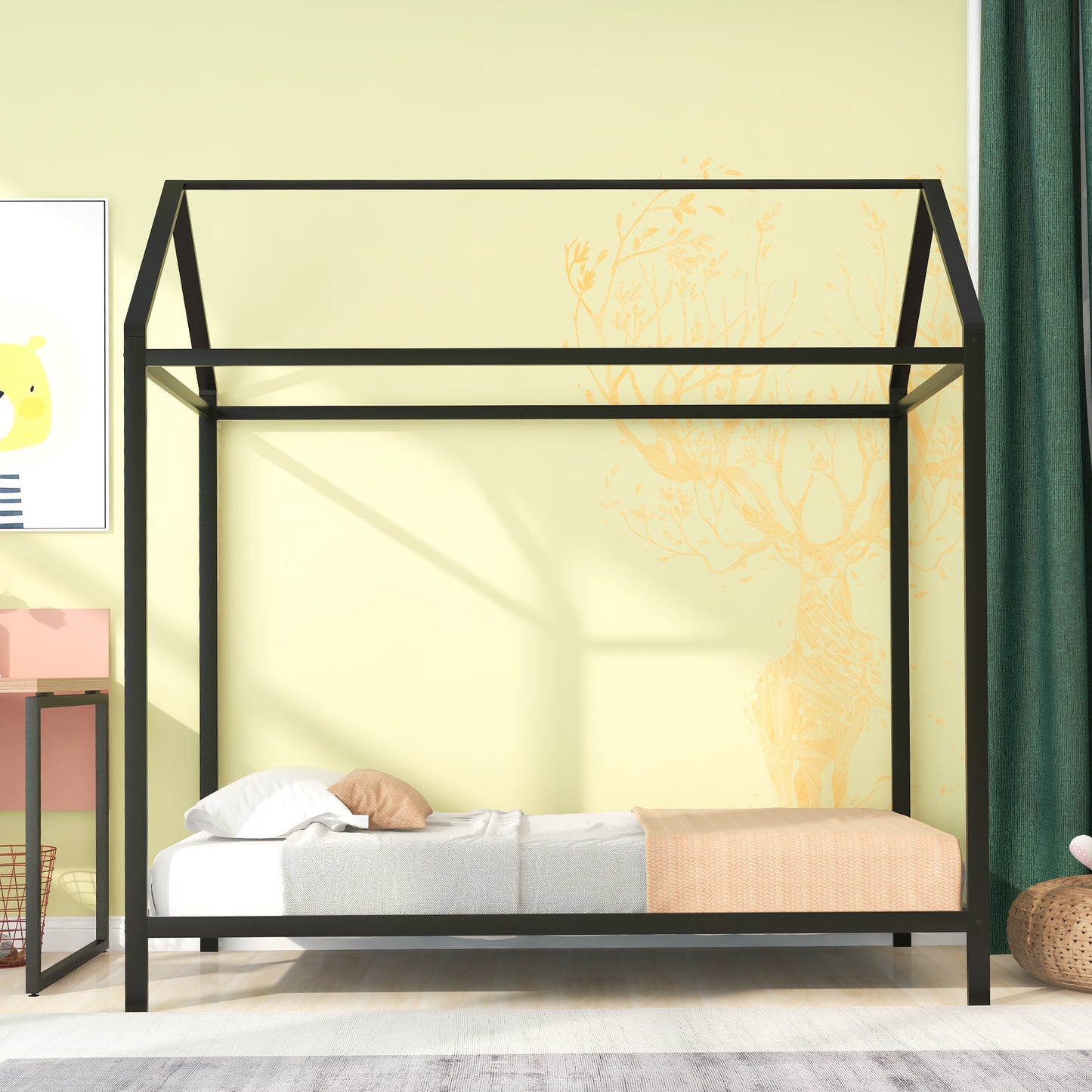 Kids House Style Canopy Twin Bed