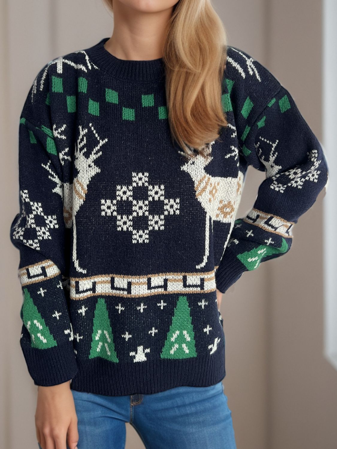 Christmas Round Neck Long Sleeve Sweater