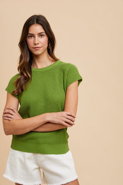 Round Neck Short Sleeve Sweater