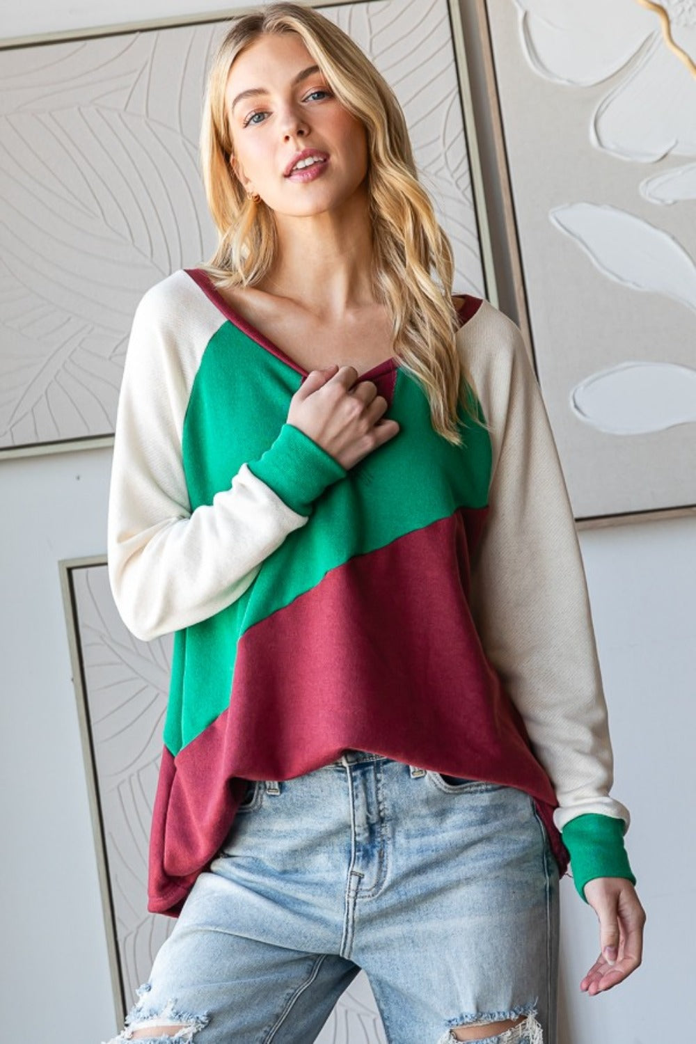 Color Block Long Sleeve T-Shirt