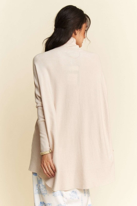 High-Low Turtleneck Long Sleeve Knit Top