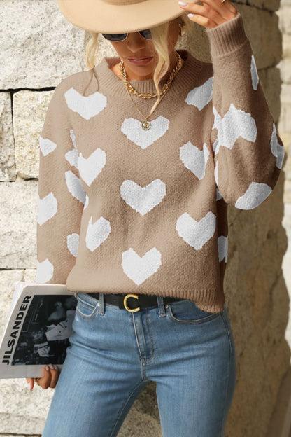 Heart  Dropped Shoulder Sweater