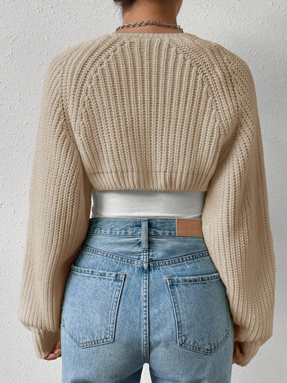 Open Front Long Sleeve Cropped Cardigan