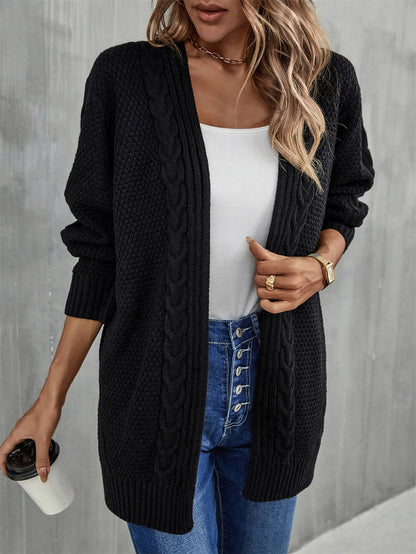 Warm Fall Mixed Knit Open Front Longline Cardigan