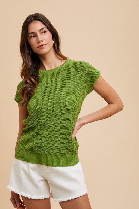 Round Neck Short Sleeve Sweater