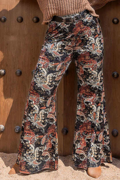 Plus Print Wide Leg Long Pants