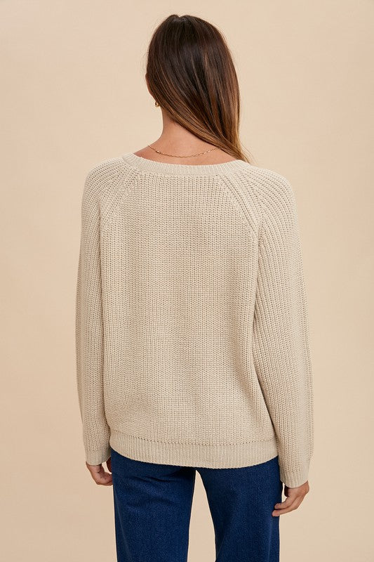 HELLO Embroidered Raglan Sleeve Sweater